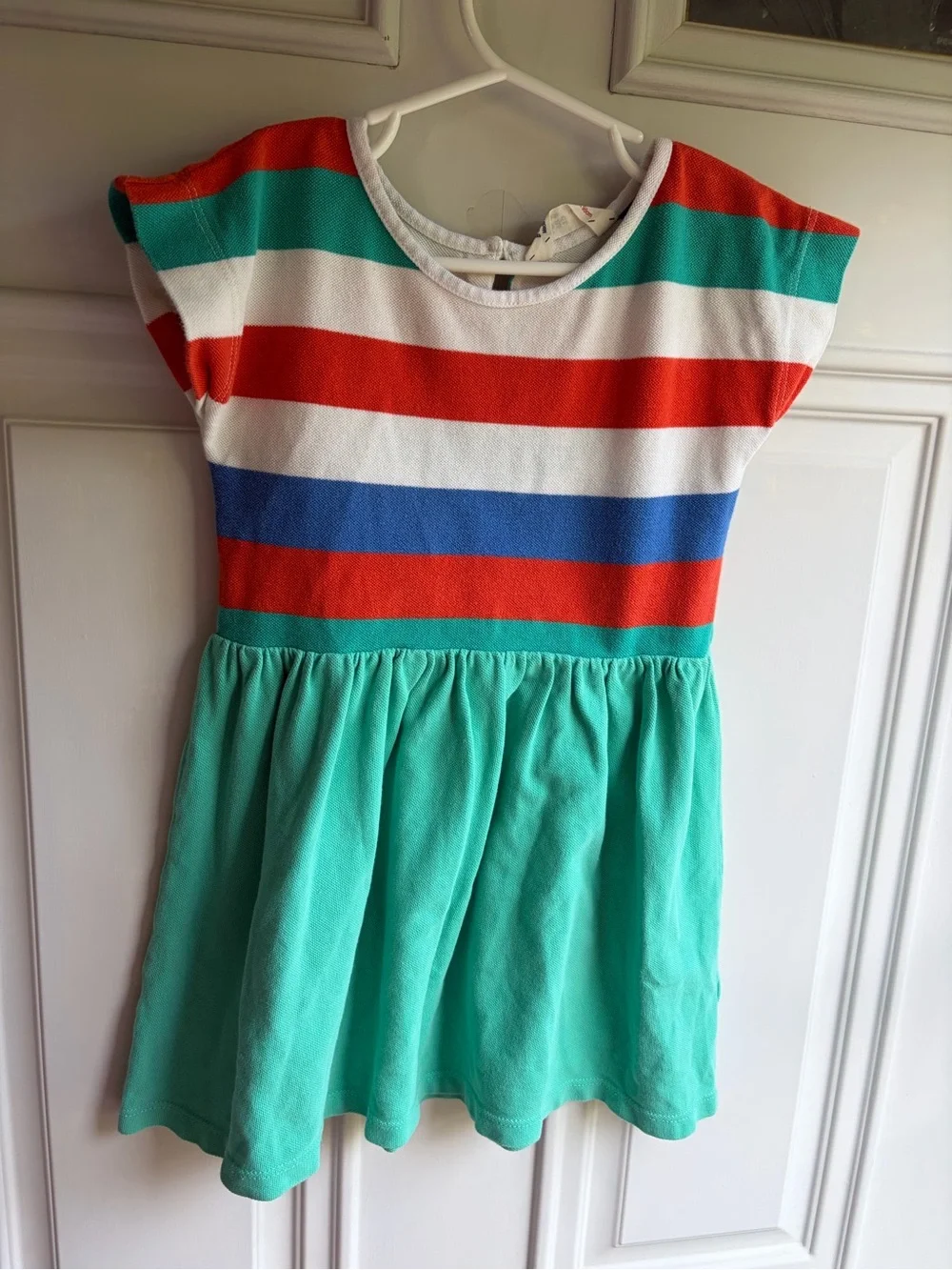 Beebay Girls' Striped Knit Top & Turquoise Skirt Dress - Multicolor
